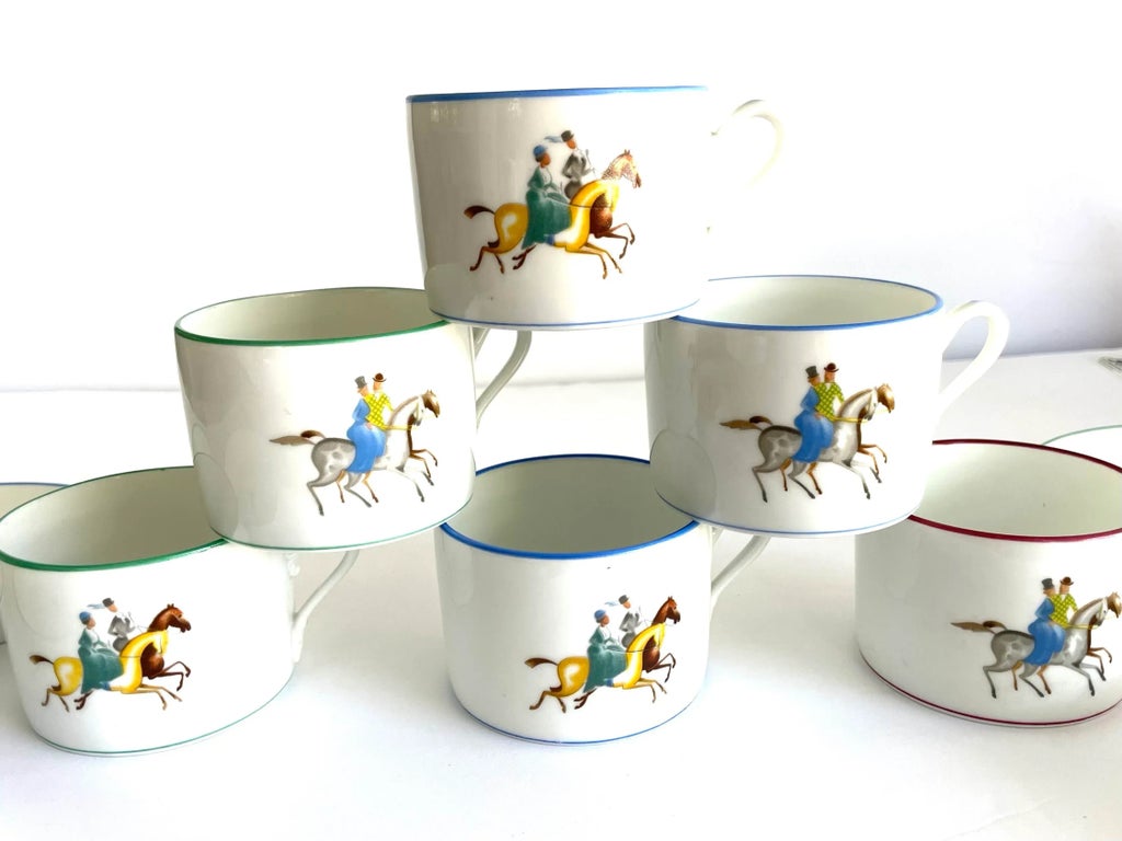 1930s Gio Ponti for Richard Ginori Tea Set with Equestrian Motif