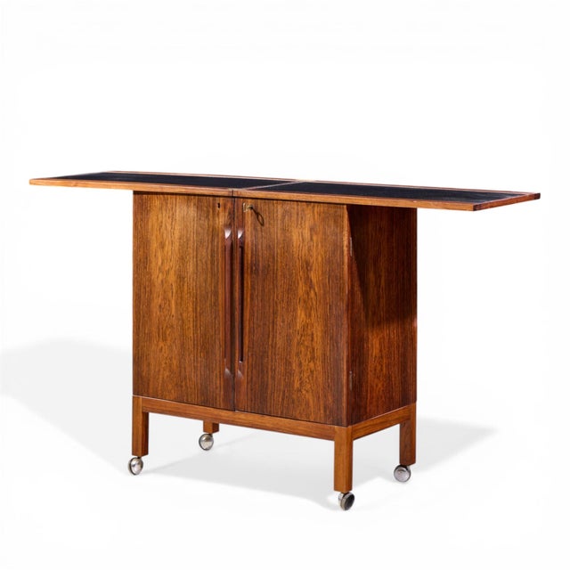 Torbjørn Afdal for Bruksbo Mid Century Danish Rosewood Expanding Bar Cart For Sale - Image 9 of 10