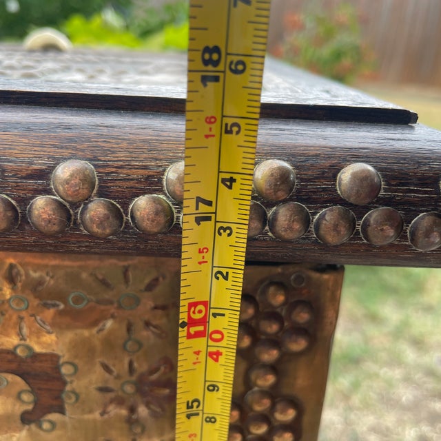 Zanzibar Blanket Chest Teak Wood With Brass Metal Overlay For Sale - Image 10 of 12