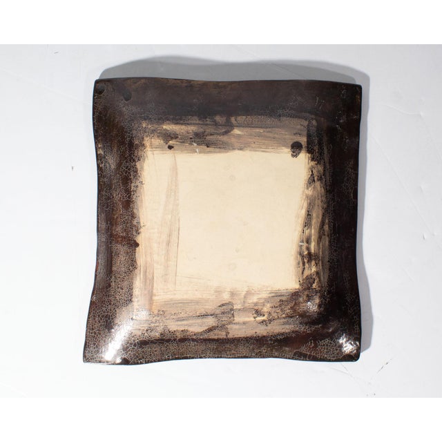 Brown Studio Pottery Tile Plate Toshiko Takaezu For Sale - Image 8 of 8