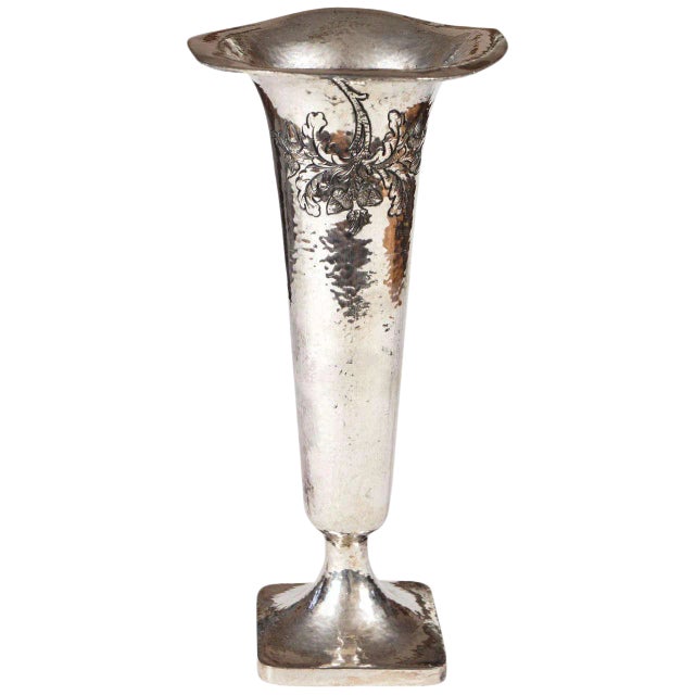 Silver Plated Victorian Trumpet Form Vase For Sale