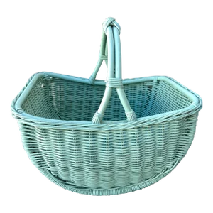 Vintage Mint Green Wicker Basket