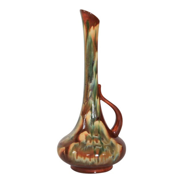 Mid-Century Drip Glaze Pottery Vessel For Sale