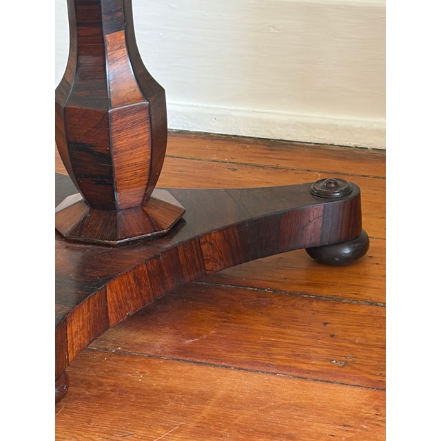 Oxblood Red Regency Continental Carved Rosewood and Marquetry Side Table For Sale - Image 8 of 10