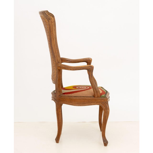 Set of Five Italian Provincial Style Cane-Paneled Walnut Dining Chairs For Sale - Image 14 of 15