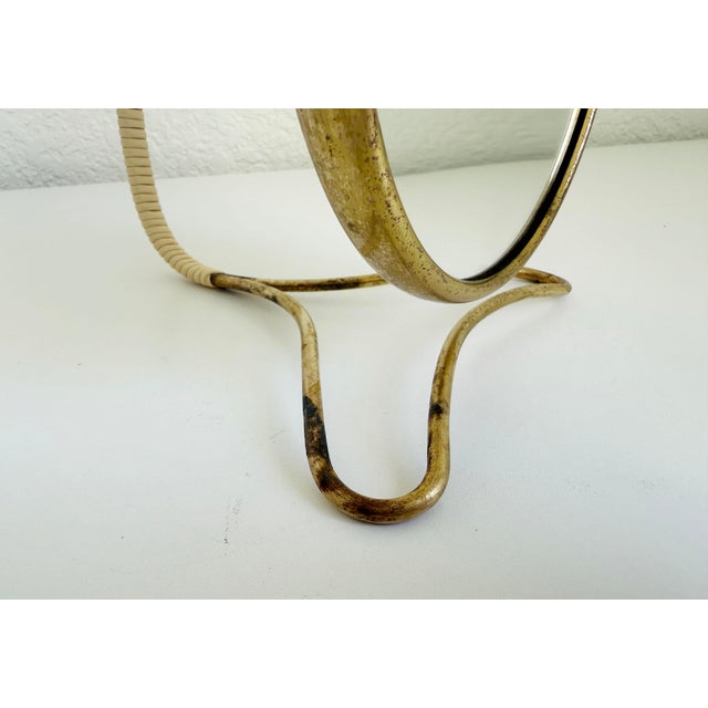 1940s 1940’s Italian Shaving Mirror, Brass & Rattan For Sale - Image 5 of 11