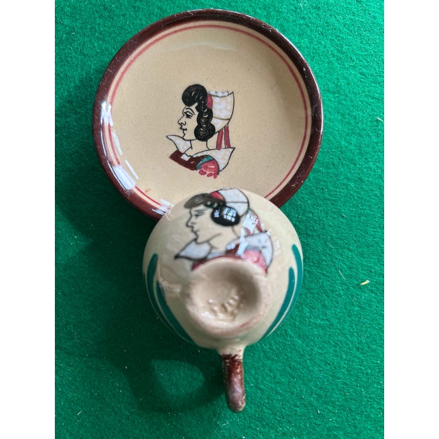 Early 20th Century Quimper Keraluc Petit Breton Hand Painted Demitasse Cups & Saucers - 8 pcs For Sale In Portland, OR - Image 6 of 6