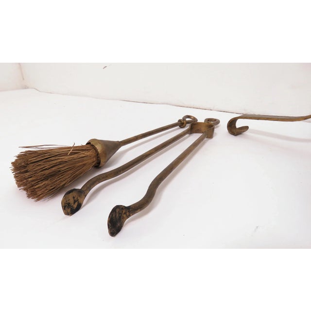 Hollywood Regency Gilt Metal Fireplace Tools With Stand, Circa 1940s For Sale - Image 9 of 10