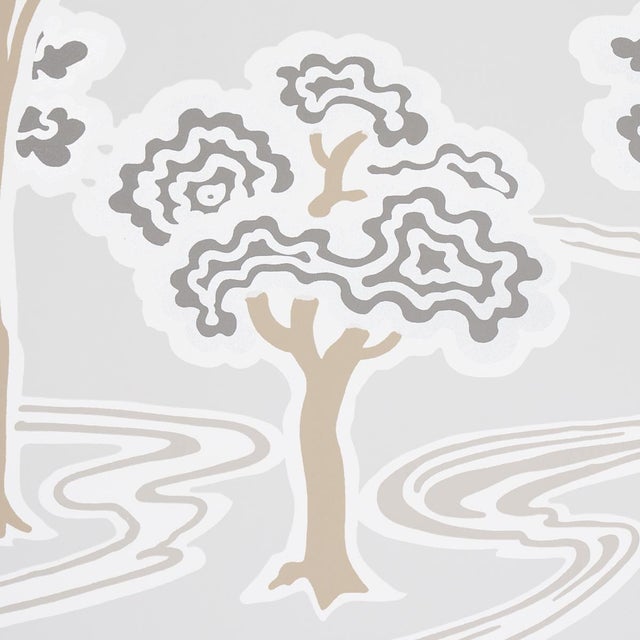 Art Deco Sample - Schumacher Tree River Wallpaper in Moonstone For Sale - Image 3 of 4