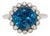 Rossana 14k White Gold London Blue Topaz Diamond Ring | Round 10mm, Size 6.75 For Sale