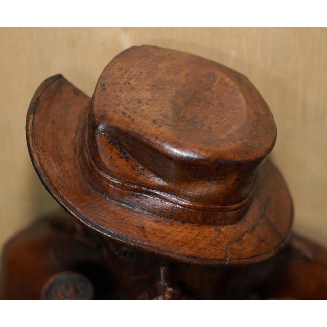 Antique Black Forest Folk Art Wall Mirror of Chap with Bee on Nose For Sale - Image 6 of 18