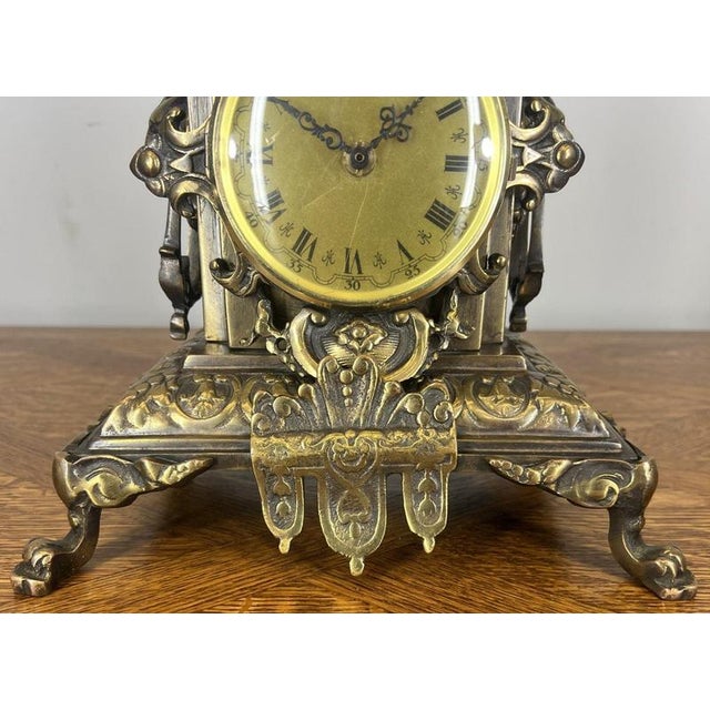 Gemstone Vintage French Mantel Clock Garniture with Candelabras, Set of 3 For Sale - Image 7 of 18