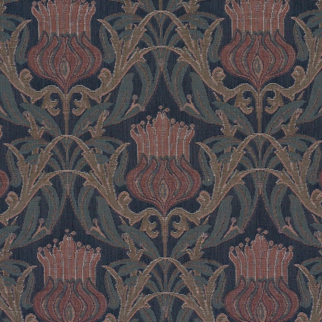 Traditional Schumacher Rowallan Trellis Fabric In Midnight For Sale - Image 3 of 5