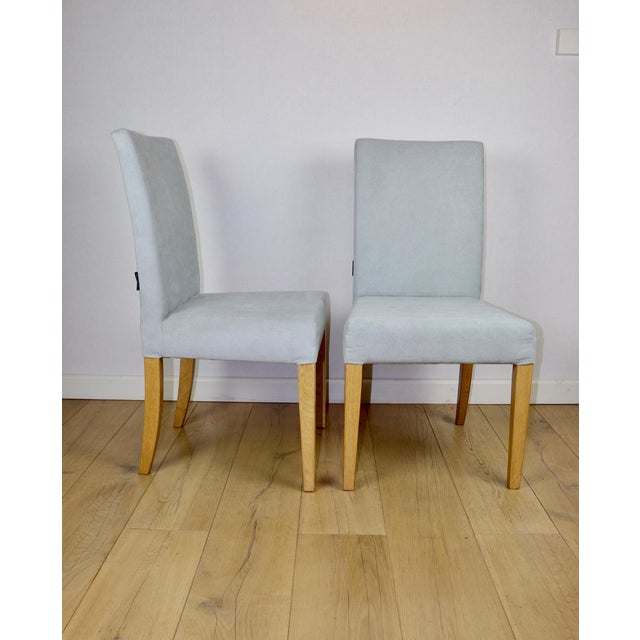 Celadon Blue Upholstered Oak Chairs from Ikea, 1970s, Set of 2 For Sale - Image 3 of 13