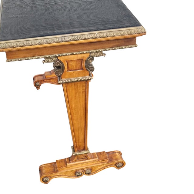 1940s French Satinwood Console Table With Alligator Leather Top For Sale - Image 9 of 15