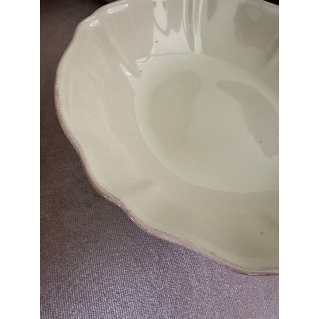 Ceramic Vintage Portuguese Stoneware Scalloped Serving Bowls/Cream Glazed/Oven & Microwave Safe Set of 4 For Sale - Image 7 of 10