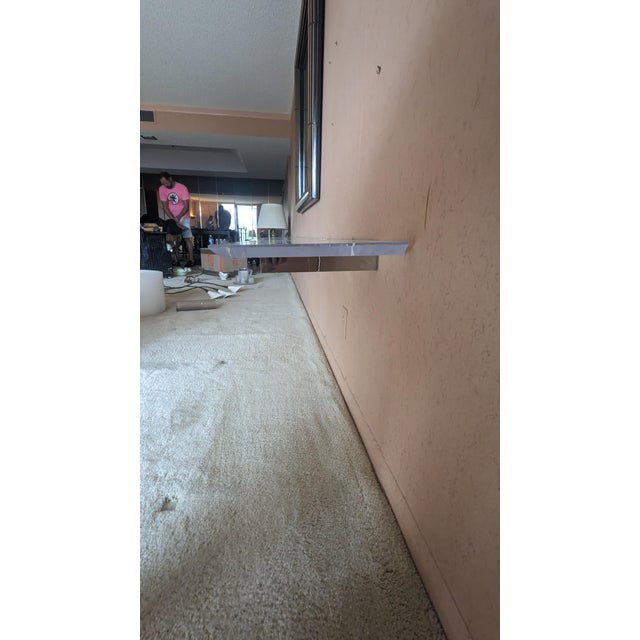 Transparent Monumental Mid Century Modern Lucite & Chrome Floating Wall Shelf Acrylic MCM For Sale - Image 8 of 18
