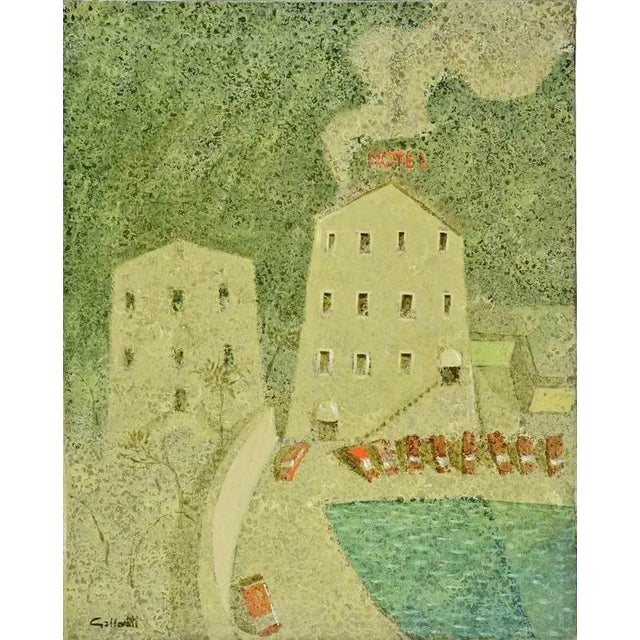 Alberto Gallerati, The Hotel, Oil on Canvas, 1970s For Sale - Image 6 of 6