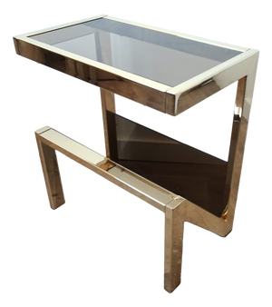 Gilded Magazine Rack or Side Table from Belgo Chrom / Dewulf Selection, 1970s