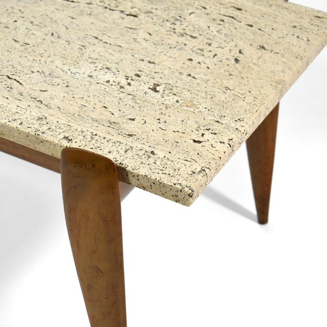 Wood Gio Ponti Travertine Coffee Table For Sale - Image 7 of 11