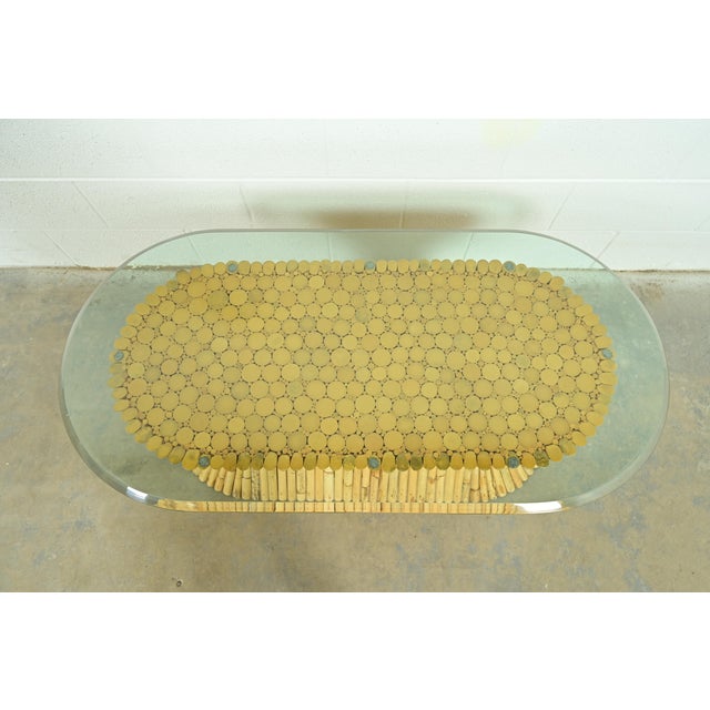 1970s McGuire Hollywood Regency Organic Modern Bamboo Sheaf of Wheat Pedestal Coffee Table, Circa 1970s For Sale - Image 5 of 11