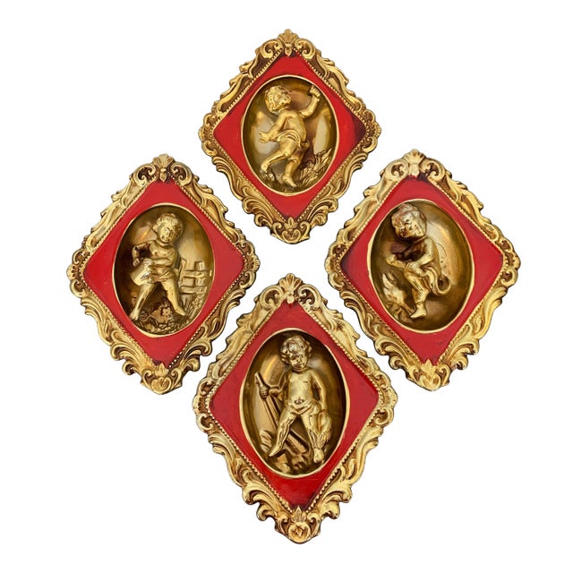 Vintage Four Seasons Cherub Wall Plaques For Sale