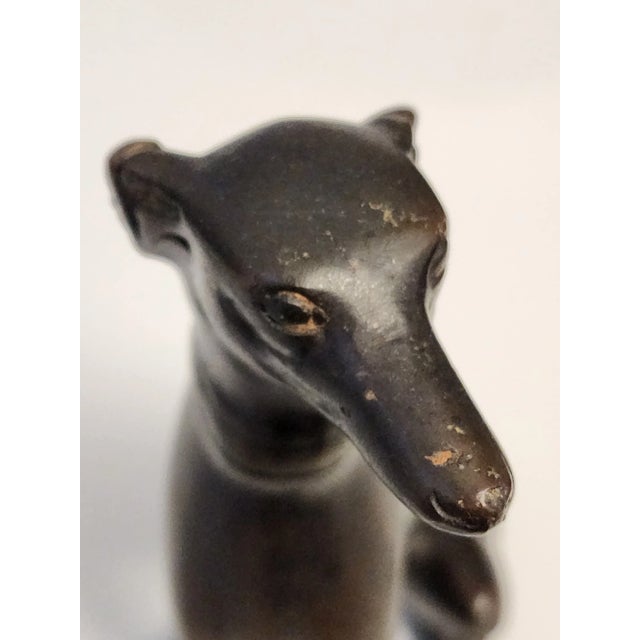 Metal Late 20th Century Bronze Italian Greyhound Whippet Pinscher Dog Statue Figurine For Sale - Image 7 of 13