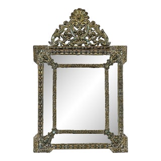 French 19th Century Petite Brass Cushion Mirror For Sale
