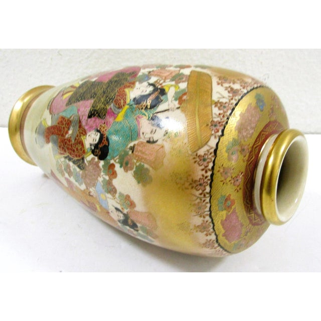 Antique Satsuma Vase With Geishas Elegant Ladies in Landscape For Sale - Image 12 of 14