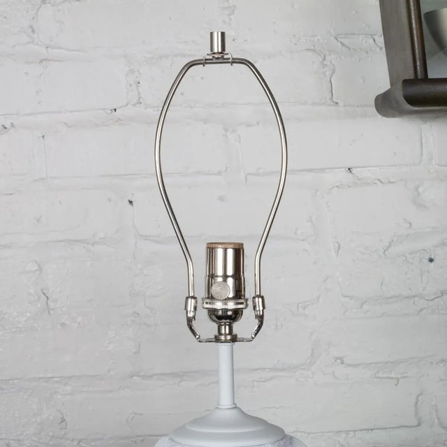 White Pair of Composition Modern Motif Table Lamps For Sale - Image 8 of 8