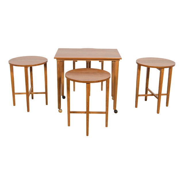 Mid-Century Modern Danish Nesting Tables by Poul Hundevad for Novy Domov, Czechoslovakia, 1960s, Set of 5 For Sale