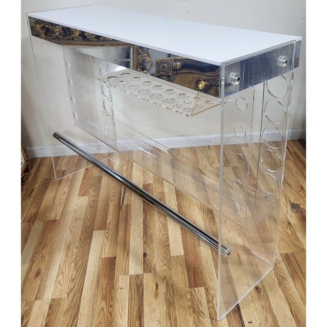 Lucite & Chrome Mid-Century Modern Bar & Pair of Barstool Chairs by Luigi Bardini For Sale In New York - Image 6 of 18