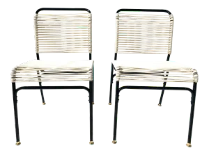 Vintage Spaghetti Chairs in Black & Beige - A Pair