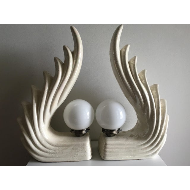 1970s Mid Century Art Deco Wave Table LampsA Pair Chairish