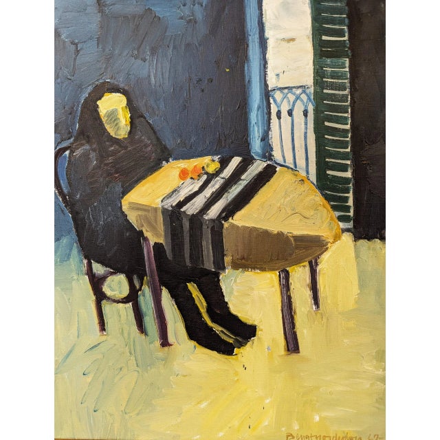 1962 Mid-Century Modern "The Lonely Diner" Vintage Swedish Figurative Oil Painting, Framed For Sale - Image 11 of 12