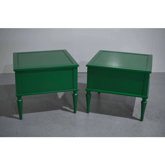 Green Mid Century Transitional Nightstands in Green - Newly Painted For Sale - Image 8 of 12