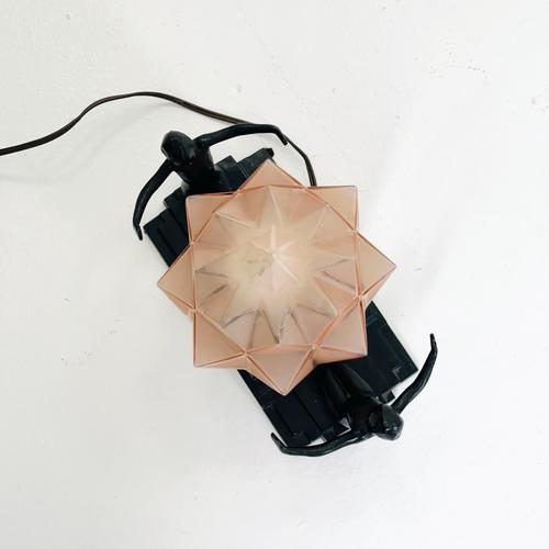 Art Deco Frankart Table Lamp with Kneeling Women and Amber Geometric Glass Shade, 1930s For Sale - Image 5 of 16