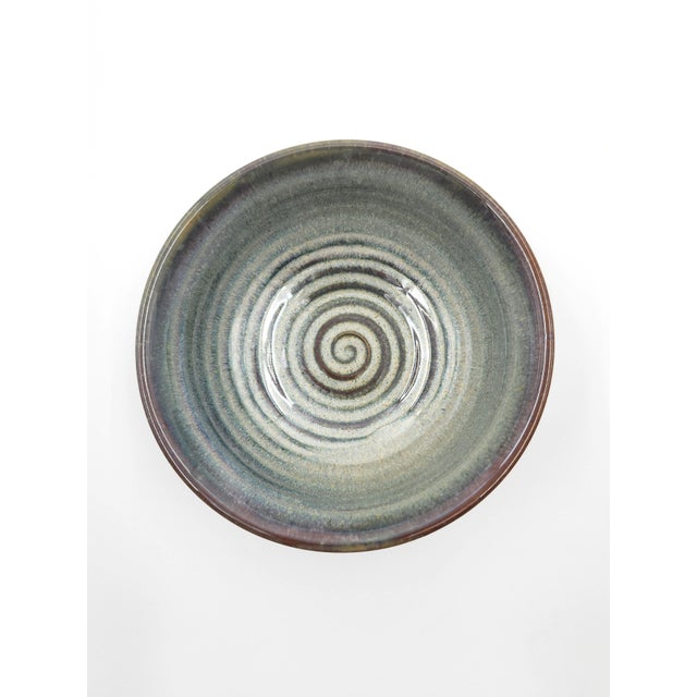 Ceramic Vietnamese Dual-Glaze Stoneware Ceramic Soup Bowls With Spiral Motif - Set of 4 For Sale - Image 7 of 7
