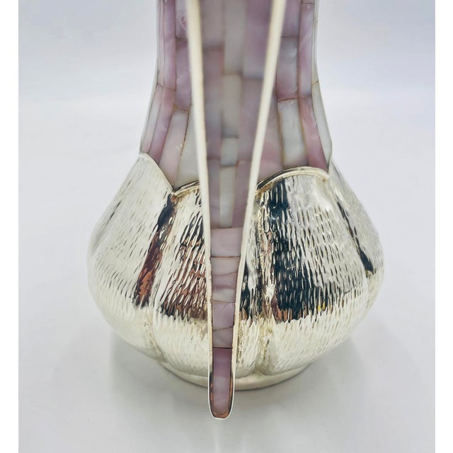 1960s Los Castillo Silver-Plated & Mother of Pearl Water Pitcher, Mexican Modernism For Sale - Image 16 of 18