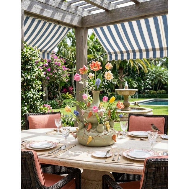 Vintage Italian Hand-Painted Ceramic Bird Tulipiere & Bud Vase For Sale - Image 11 of 11