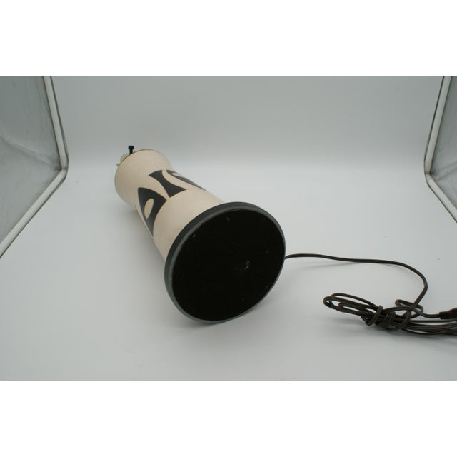 Late 20th Century Black & Ivory Geometric Chulucanas Pottery Lamp – Handcrafted Peruvian Art- Tall Inca Style For Sale In Wichita - Image 6 of 7
