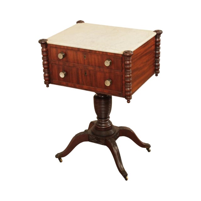 Antique American Federal Period Mahogany Philadelphia Marble Top Work Table For Sale - Image 13 of 13