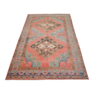 1970s Vintage Hand Made Rug Muted Colors Small Rug - 3′10″ × 6′5″