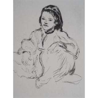 Lucien Mainssieux, Crouching Moroccan Woman, Original Signed Etching, 1949 For Sale