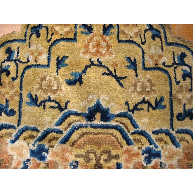 1880s Goldenord Medallion Qing Antique Chinese Ningxia Rug 2'0" X 2'0" Knotted Wool Carpet For Sale - Image 4 of 10