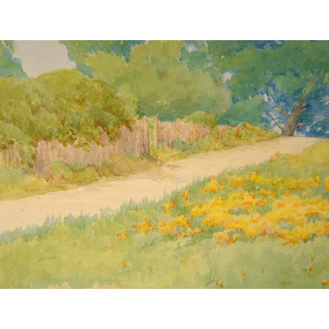 California Golden Poppies and Blue Oaks - Rural Landscape in Watercolor on Paper by Marie English Williams For Sale In Monterey, CA - Image 6 of 10