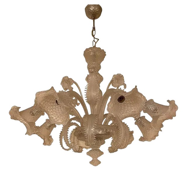 Italian Style Murano Glass in Transparent and Sand Chandelier by Simoeng For Sale