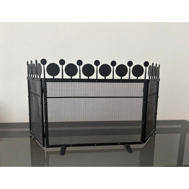 Metal Fire Screen in Black Lacquered Metal by Bertil Vallien for Boda, 1960 For Sale - Image 7 of 7