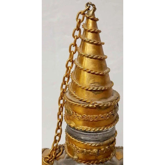 Abstract Antique Bohemian Glass and Gold Gilt Metal Barrell Decanter For Sale - Image 3 of 10