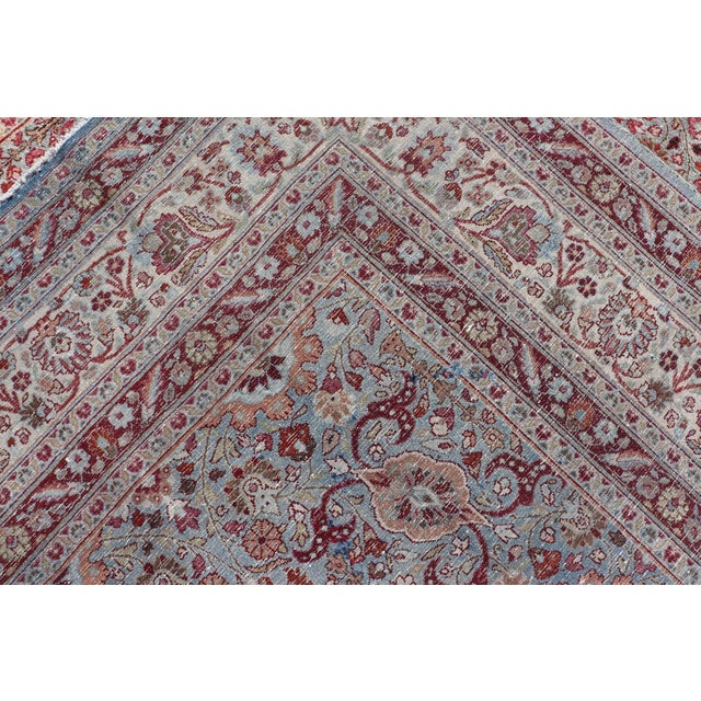 Ornate Floral Pattern Khorassan Antique Persian Rug in Burgundy & Gray For Sale - Image 12 of 12